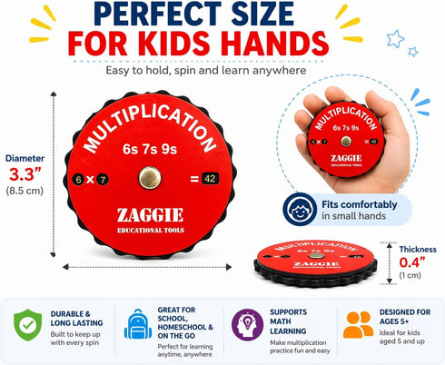 ZAGGIE 1212, Multiplication Learning Spinner Wheel Math Fidget Toy for Kids Up to Fun Hands-On Educational Math Tool