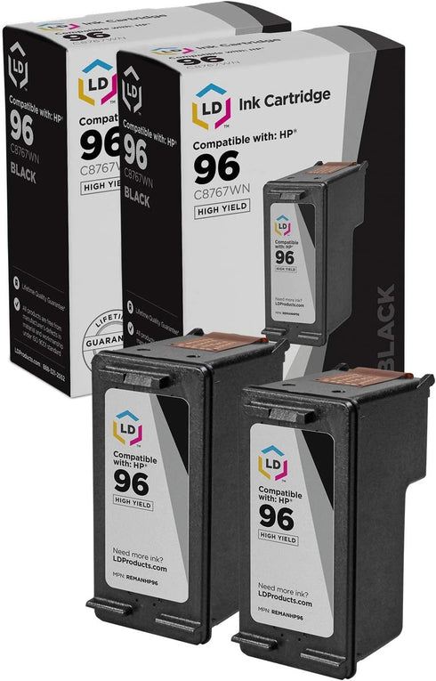 LD Products Ink Cartridge Replacements for HP 96 C8767WN High Yield (Black, 2-Pack) for DesignJet 5940 & 5940xi,