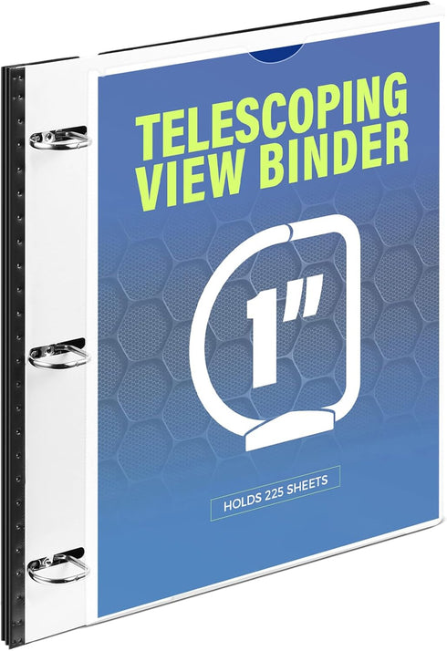 WOT I Telescoping 3 Ring Binder, 1 Inch, 1PC - White, Flexible Binder with Expandable Spine