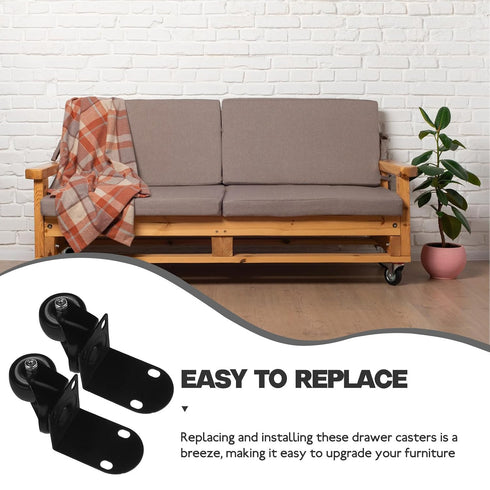 1.5-inch 2pcs, Didiseaon General Silent Swivel Furniture Casters Small Quiet Rolling Wheels for Cabinets, Drawers