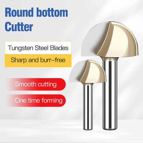 1" Set 1/4 Inch HUHAO Cutting Diameter Cove Box Round Nose Router Bit Shank, Carbide Tipped Core Box Router Bit
