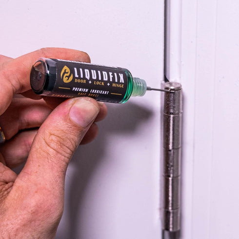 LIQUIDFIX Door, Lock & Hinge Lubricant - Reduces Noise Instantly - 4 oz Dropper & 0.5 oz Needle Oiler for Sliding Doors