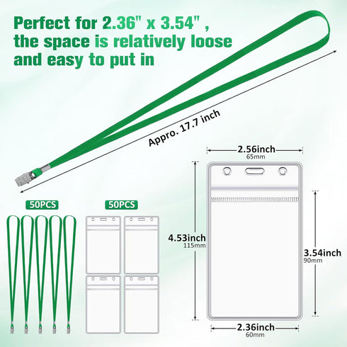 Marspark 100 Pcs Name Tag Lanyards with ID Holder, Waterproof for School Office