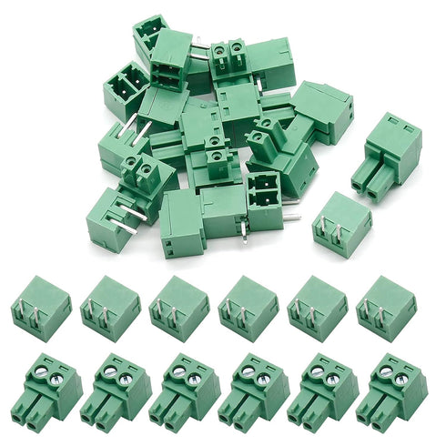 10Set 3.81mm Pitch Male Female 2-Pin PCB Screw Terminal Block Connector Plug KF2EDGK - Green