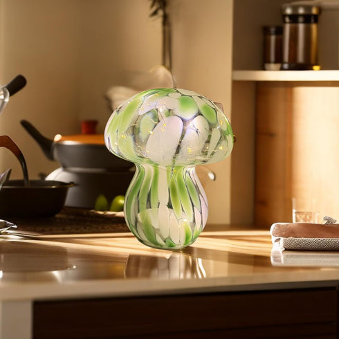 Study(Bulb Mushroom Table Lamps Night Lights Cute Glass Nightstand Bedside Desk Lamps for Bedroom Living Included)