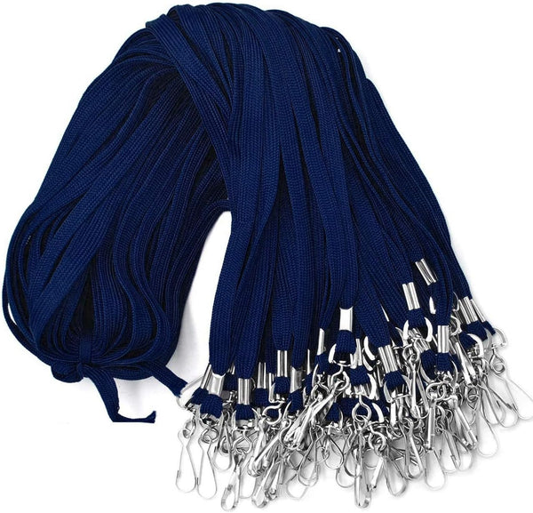 Beebel Navy-Blue Lanyards, 50PCS with Swivel Hook Clips for ID Name Badge Holder