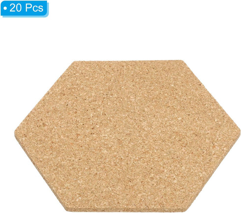PATIKIL 20 Pack Self Adhesive Cork Board Tiles, 4x3" 1/8" Thick Hexagon Bulletin Board for Home Office DIY
