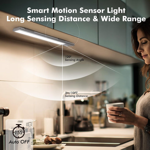 SAKSIAPRO 2 Pack 3 Dimmable 900mAh Closets, Under Cabinet Lighting, Colors & Motion Sensor Light Indoor, Rechargeable