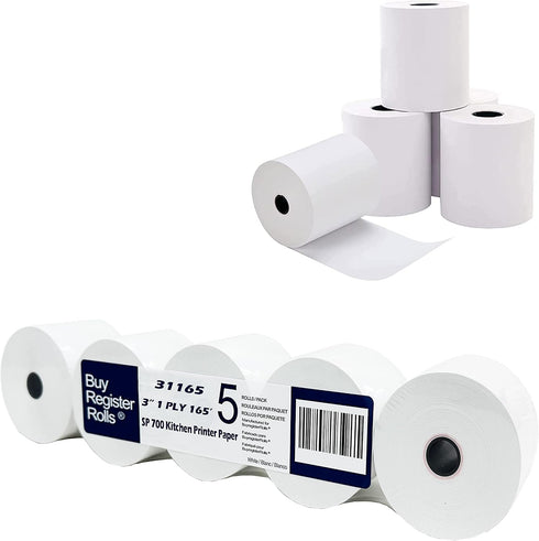 Star SP700 Kitchen Printer Paper (5 Rolls) 3" x 165' 1-Ply Bond