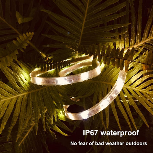 BMTJOVO Waterproof,9.8ft Remote,Timer,8 IP65 Solar LED Strip Lights Outdoor Warm White Solar Powered Strip Lights