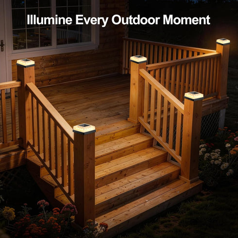 4x4 6-Pack, 3 4x4 3.5x3.5 Brightever Solar Post Cap Light Fence Post Solar Lights with Lighting Modes, Fits Vinyl/Wood