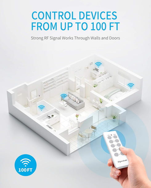 100 (5 2 Syantek Upgraded Remote Control Outlet Wireless Light Switch for Household Appliances, Expandable Remote Light