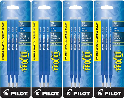 PILOT FriXion Gel Ink Refills - Fine Point, Blue Ink (77331) - 4 Pack for Erasable Pens