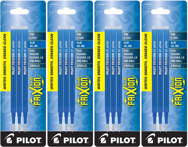 PILOT FriXion Gel Ink Refills - Fine Point, Blue Ink (77331) - 4 Pack for Erasable Pens