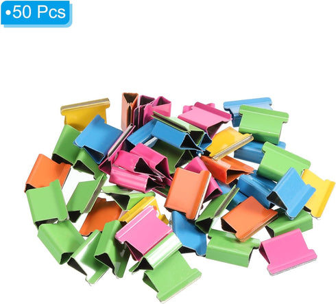 PATIKIL 0.6" x 0.4" Binder Clips, 50 Pcs Reusable Metal Refill Clips in Multiple Colors