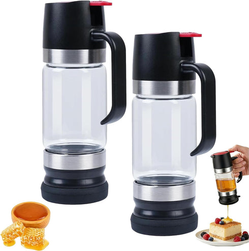 Generic Honey Dispenser No Drip With Base, 12oz Pressure Design, Glass Honey Dispenser,