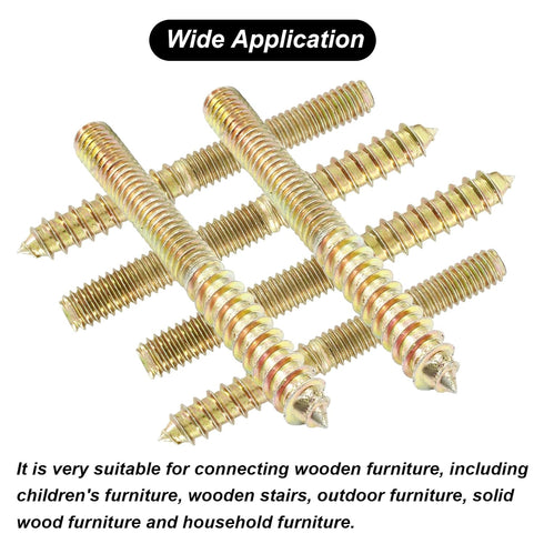 12 Pcs 5/16-18 x 3 Inch Hanger Bolts, Self-Tapping Double Headed Bolts for Wood Joint Furniture Accessories