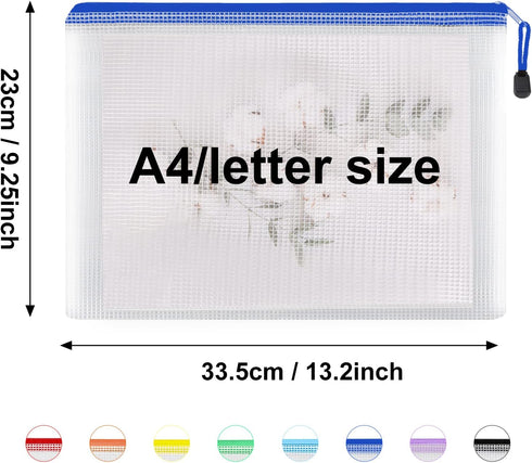 EOOUT 56pcs Mesh Zipper Pouch, Durable Organization Pouches for Puzzle Storage, Letter Size, A4 Size for Office Supplies