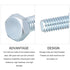 Hex Bolts (5/16-24x3/4") 100Pcs, Carbon Steel Zinc Plated Fully Threaded Hex Head Screw Bolt for Furniture