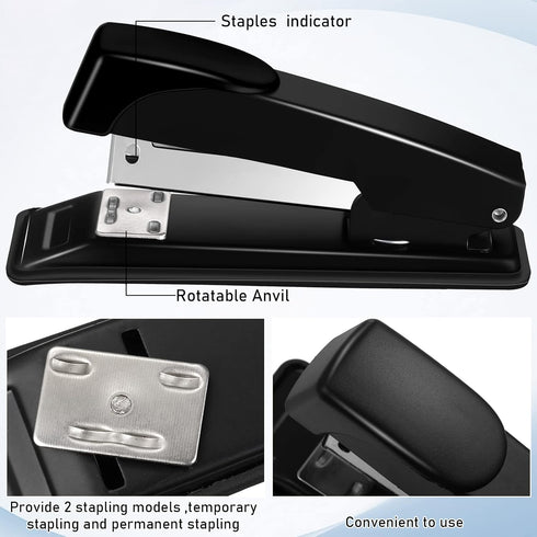 Yahenda 18 Pieces Black Staplers Bulk with Staples, 20 Sheet Capacity for Office and School
