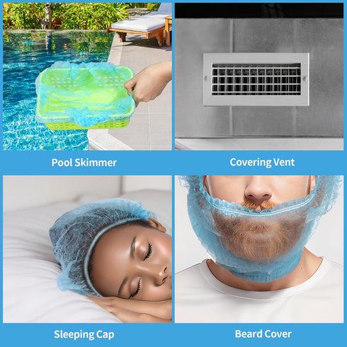 LEOBRO 50PCS Hair Nets for Food Service Workers - Disposable Non-woven Bouffant Caps for Kitchen, Blue, 21 Inch