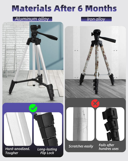 Xincere 55 inch 1/4"-20 3D Aluminum Laser Level Tripod with Green Bubble Level, Lightweight Quick Release Plate, Screw