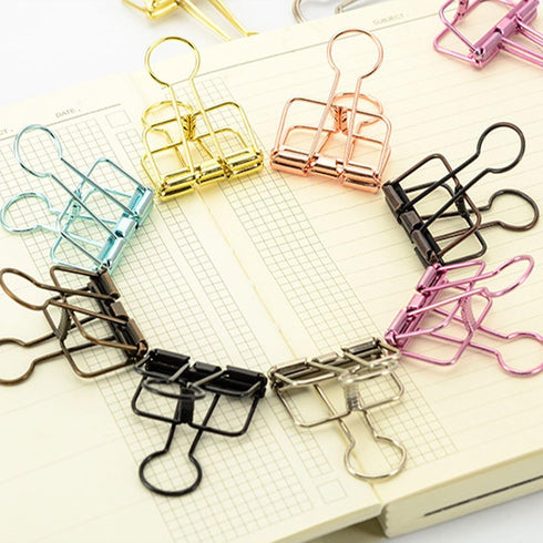 Hollow Out Paper Binder Clip, Invoice Bill Clip, Office Supplies Pack of 10 (S, Bronze)