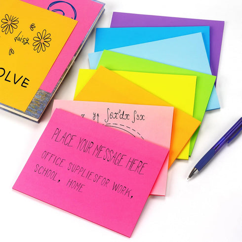 Sticky Notes, 8x6 inch, Bright Colors, Self-Stick Pads, 8 Pads/Pack, 35 Sheets/Pad, Total 280 Sheets