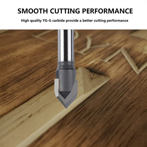 60 1/2 Inch 1/4 Inch SpeTool Carbdie Tip V Groove CNC Engraving Bit Router Bit CNC Woodwork Tools Deg Cutter with Shank