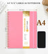 Spiral Notebook Journal 8.5” x 11”, A4 Large Pink Notebooks for Women Men, College Ruled Lined Journal, 100 GSM Paper, Plastic Hardcover Spiral Bound Journals for Work School Note Taking Business by UEBZFOCS