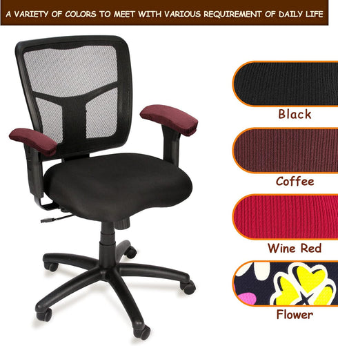 Trycooling 2 Pcs Polyester Removable Machine Washable Office Chair Armrest Slipcovers (Black)
