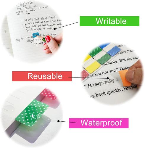 KICNIC Sticky Index Tabs 240 Pcs, 1 Inch Divider Tabs, Self-Adhesive Page Marker Bookmark, 3 Dispensers, 20 Pcs/Color