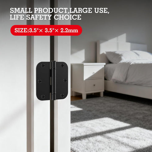 48 Pack 3.5 Inch 5/8"Radius 3-1/2"Flat 3 Ball Bearing Door Hinges Matte Black Round Anti Squeak Interior Iron Bifold