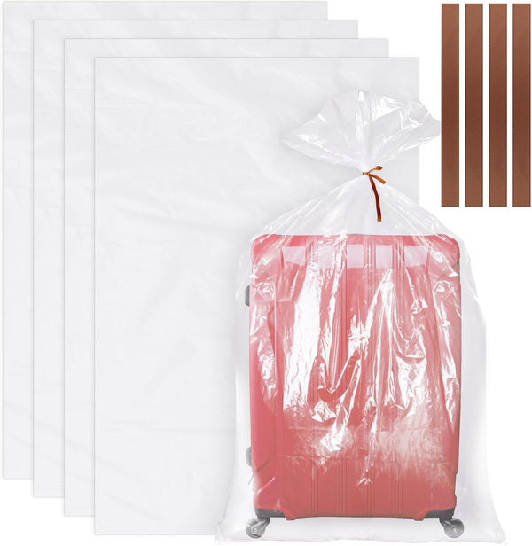 4 Pack Large Clear Plastic Storage Bags, 40" x 60", Moistureproof and Dustproof for Luggage and Furniture