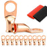 10PCS Battery Cable Ends, 2 Gauge Wire Connectors 1/2 Copper Wire Lugs with Heat Shrink Tubing