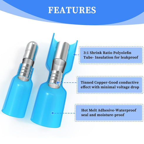 Qibaok 320PCS Heat Shrink Bullet Connectors Kit, Female & Male Bullet Butt Terminals for Waterproof Electrical