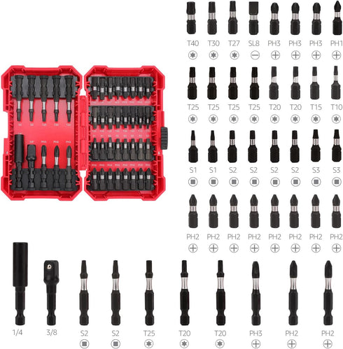 Amazon Basics 42-Piece Impact Screwdriver Bit Set, Phillips, Slotted and Torx, One Size