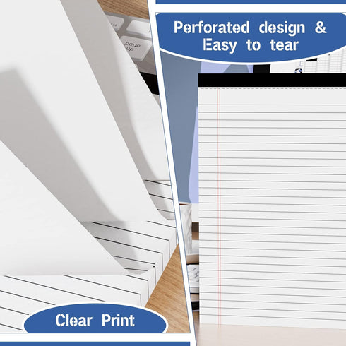 Legal Pads - 6 Pack of Note Pads, 6 x 9 Inch, 21lb Thick Paper, 30 Sheets, College Ruled, 29 Lines, Writing Pads for