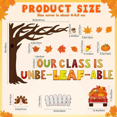 Pasimy 96 Pcs Fall Bulletin Board Decorations - Thanksgiving Classroom Cardboard Cutouts for Autumn Harvest Decor