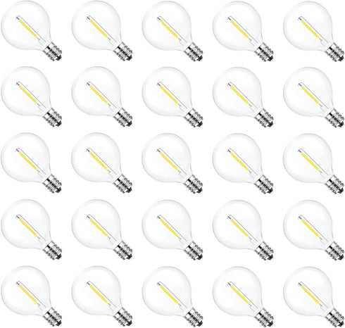 Jslinter G40 LED String Light Bulbs Replacement, 5000K Daylight, 1W (11W Equivalent), Shatterproof E12 Base, Vintage