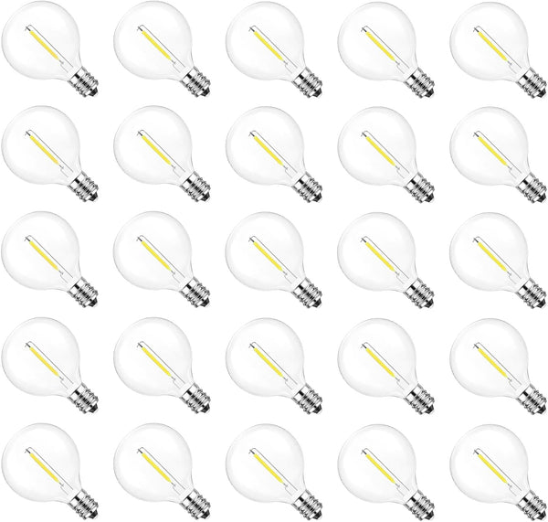 Jslinter G40 LED String Light Bulbs Replacement, 5000K Daylight, 1W (11W Equivalent), Shatterproof E12 Base, Vintage