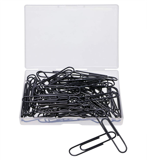 Tupalizy 2 Inch Large Smooth Paperclips, 60PCS Decorative Memo Note Clips for Document Organizing (Black)