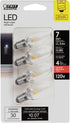BP7C7/827/LED/4 0.6W 7W 30 C7 Bulb, 2.1" 0.9" 2700K 4 Feit Electric Equivalent Lumen Candelabra Base Four LED Night