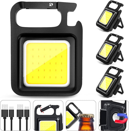 Keychain Flashlights Cob Work Light with 4 Light Modes, Small Emergency Light with Folding Bracket Bottle Opener