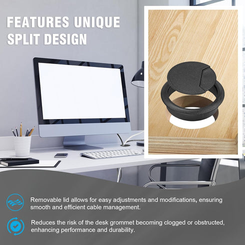 JTemgle 2-3/8" Grommet, 10 Spring Desk Plastic Cable Hole Cover Computer Table Cord Wire Organizer Caps Desktop Cord