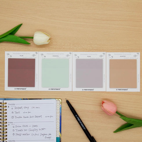 Pastel Transparent Sticky Notes, 4 Packs, 3 x 3 Inch, See Through Annotating Sticky Notes for Office School Supplies