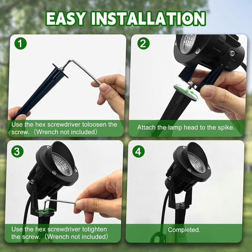 3000K White,12W 120V IP65 2Pack Romwish Outdoor Spotlight Warm LED Spot Lights Outdoor for Yard Garden Tree, Plug