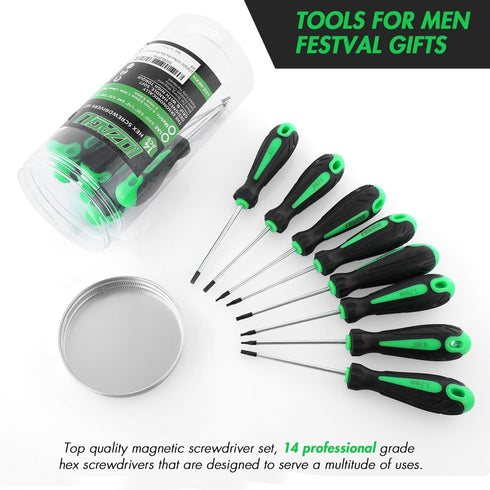 14pcs Mini Hex Screwdriver Set, Metric and SAE Hex Allen Wrench Set for RC Cars and Models