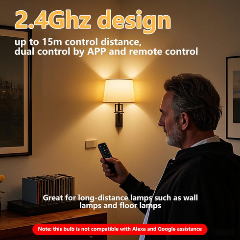 MXhme E26 2.4Ghz Bulb Bulb E26 Fixture,Dimmable 3000K-6500K RGBWW,1Pack Rechargeable Light with Remote Control,Battery