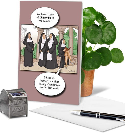 NobleWorks Funny Happy Birthday Card - Cartoon Humor for B-Day, Stationery for Men and Women, Convent 4437
